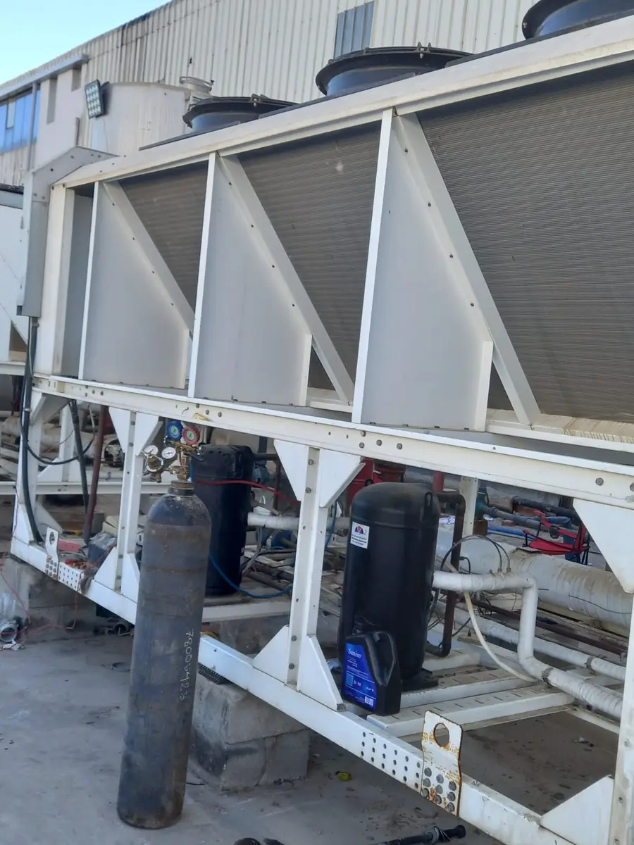 Open compressor section of an air-cooled chiller