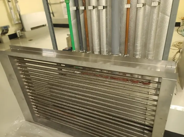 Stainless steel electric duct heater element before installation